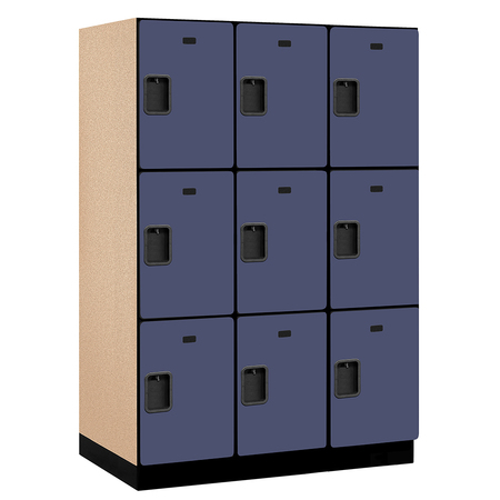 SALSBURY INDUSTRIES 3 Tier Designer Locker, 54"Wx76"Hx24"D, 9 Door, Blue 18-23364BLU